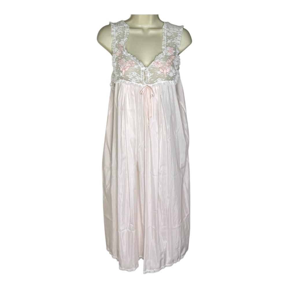 Vintage CORHAN Pink Lace Nursing Nightgown Chemise with Flaw - Picture 1 of 15